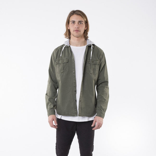 Kent L/S Hooded Shirt Khak