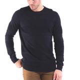 Pollen Knit Pullover Mnavy With Self Knit Stripe