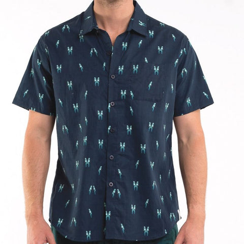 Perched S/S Shirt Navy Print