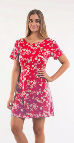 Jane Fit & Flare Dress Red Cherry Blossom