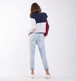 Division Panelled Jumper Grey, Navy And Rouge