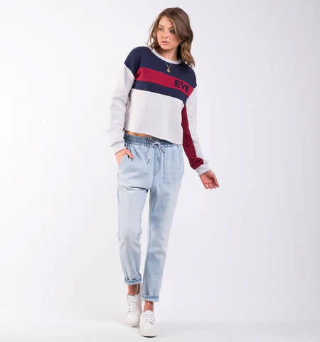 Division Panelled Jumper Grey, Navy And Rouge