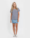 Come Back Stripe Tee Navy And White Stripe