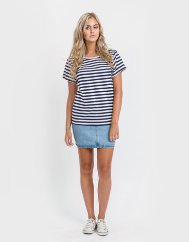 Come Back Stripe Tee Navy And White Stripe