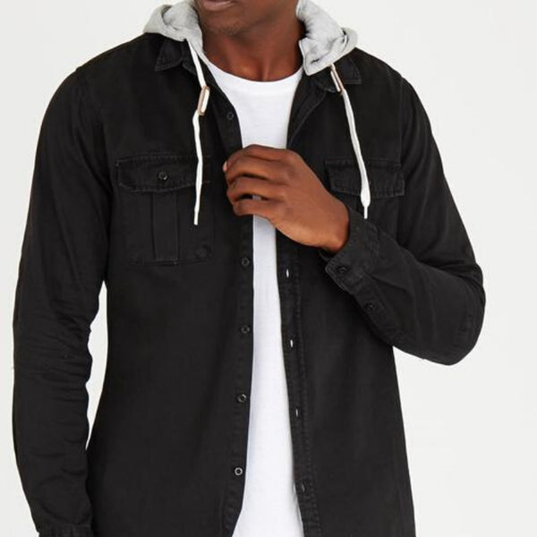 Kent L/S Hooded Shirt Black