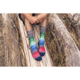 modeled poncho socks, blanket, Mexican blanket pattern, comfy, warm, perfect for all weather.