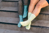 repreve socks, live shot, steps, concrete, example, jeans, blue, green