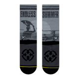 endless summer, dual canvas, sock back, other end, black and white, greyscale.