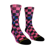 sock modeled, 3D, full socks, black, pink to purple, cloudy.