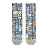 surfer surfer surfer, different fonts, different lettering, surfer magazine, publication, blue, green, white, orange,