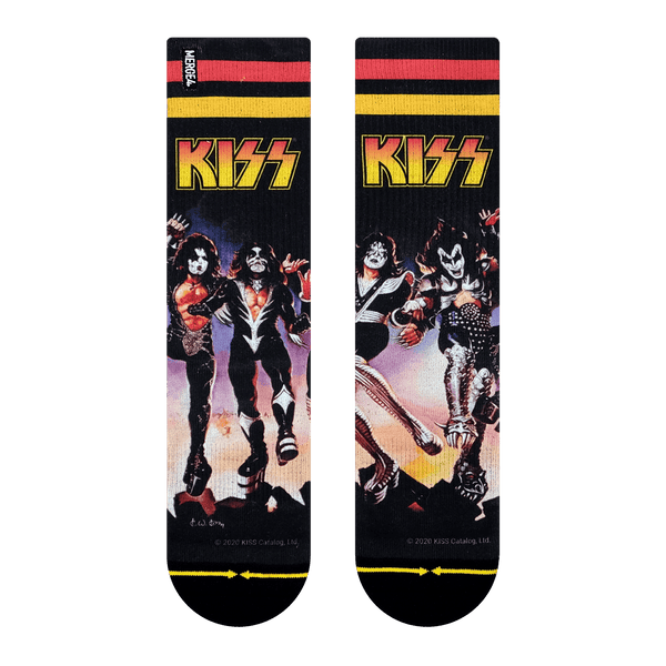 Destroyer, album cover, stripes, yellow, red, dual canvas, KISS, iconic cover, logo