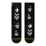 Faces, the faces of KISS, black and white, stenciled, detailed drawing, excellent quality, black on black.