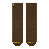 brown socks, plain color, elastic strap, cushion, plastic bottles.