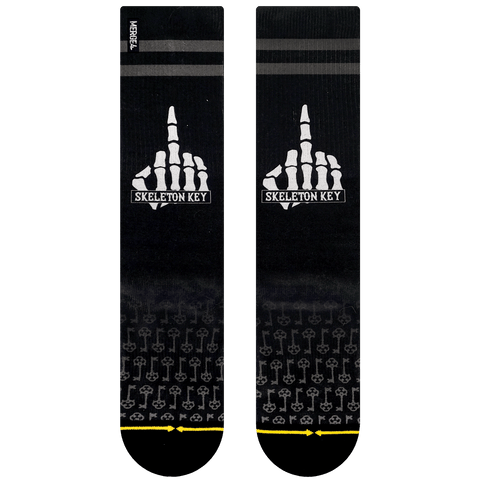 skeleton key, flipped off, key, lock, bone, black canvas, \