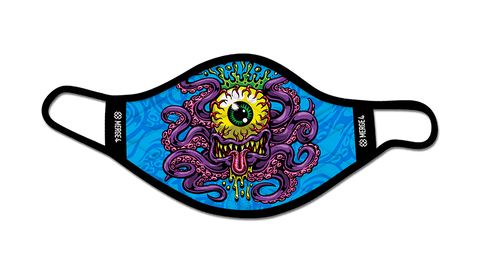 face mask, octopus, vibrant colors, bright and inviting, front and center.
