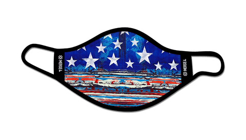 TEAM USA, star spangled face mask, scotty, red white and blue, white stars, painted
