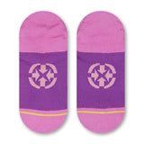 sock bottoms, pink heel, pink toes, purple bottom, MERGE4 Logo.