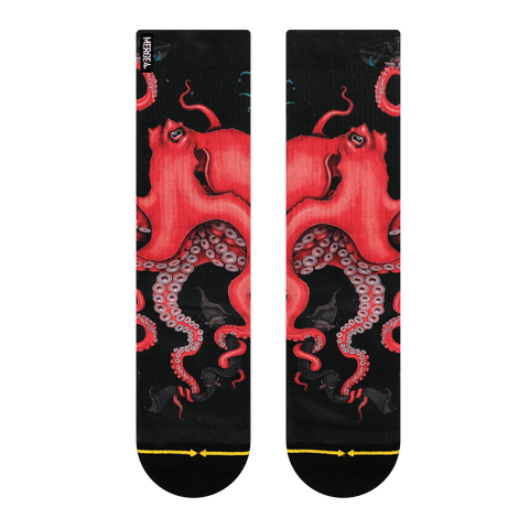 black canvas, red octopus, ship mast, sea monster, giant octopus.