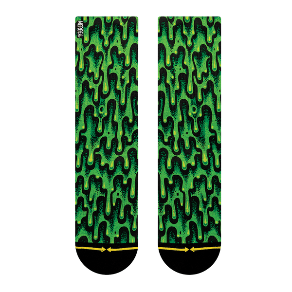 slime, drip, gooey, slimy, green, black, black fabric toes, png, transparent background.