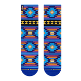Guatemala Crew socks, blanket pattern, tribal pattern, native, blue, purple, orange, yellow.