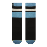 Black sock, stripes, blue, black and white, haven, safe haven.
