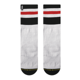 BMX and skate socks, black stripes, red stripes, white stripes, black toes, white sock 