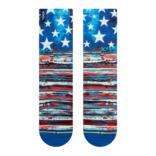 American flag, red white and blue, white stars, pastel