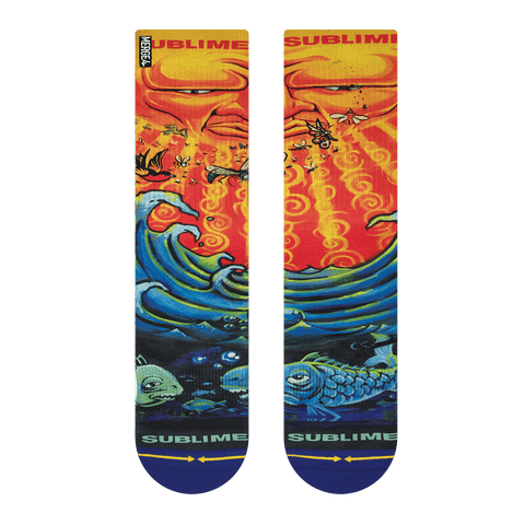 under the sun, sublime, legendary ska band, hip hop band, California native, red, gold, blue, waves, ocean, water color, album cover, sunlime, subl